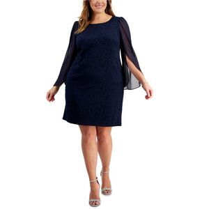 Connected Apparel Womens Cape Sleeve Sheath Dress, Blue, NWT